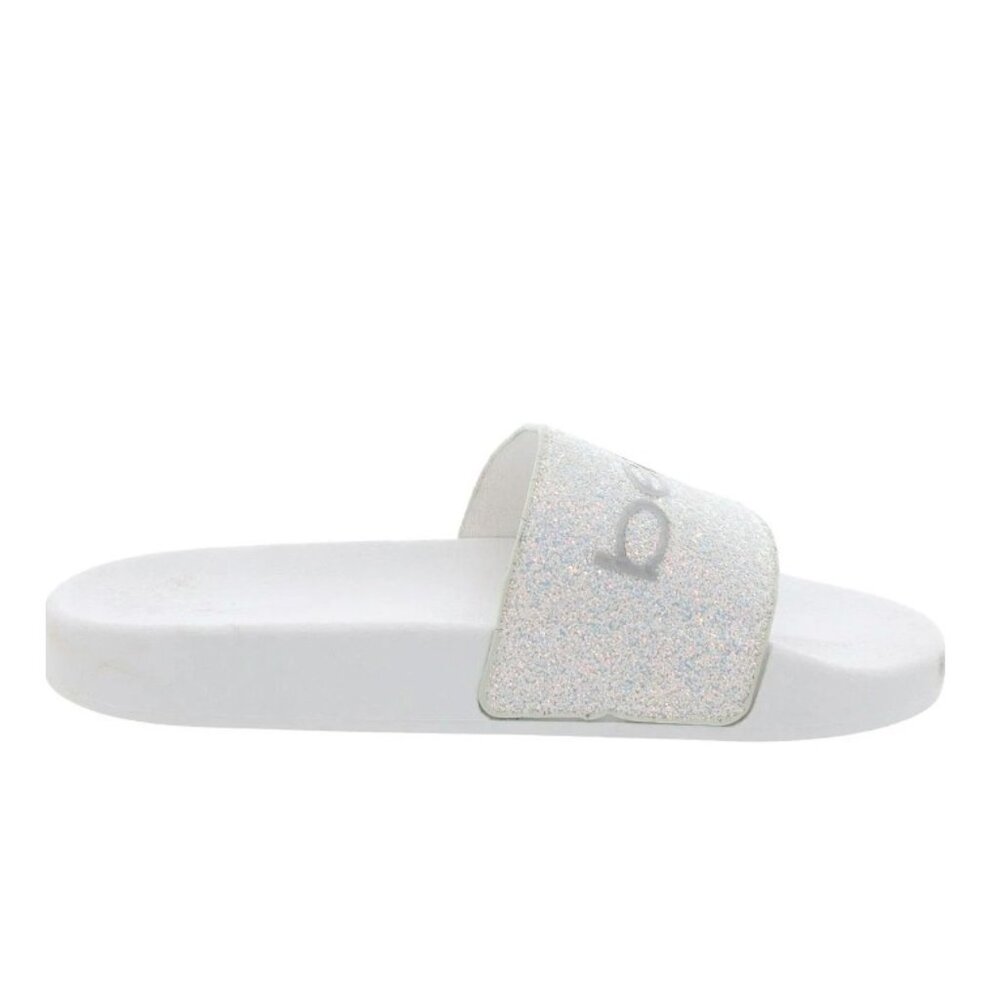 Bebe Fraida Slide Sandals White Sparkle Glitter Slides Size 6M New in Box - Picture 2 of 6